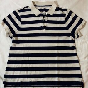 Striped Navy and White Women’s Polo Shirt, Size XL